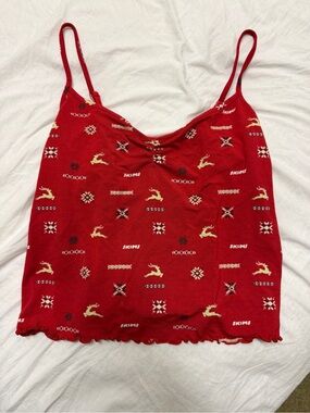 SKIMS Red Printed Spaghetti Strap Cami